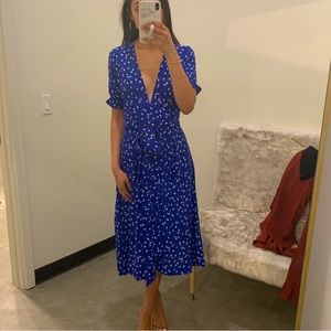 Faithfull The Brand blue printed midi dress- SIZE 2